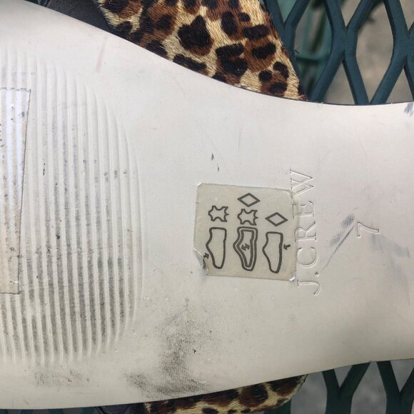 J Crew Leopard Print Cross Strap Sandals Size 7 Leather Slides Flip Flops NOTE - Picture 10 of 16